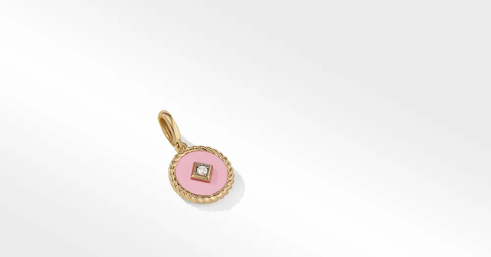 Cable Collectibles® Blush Enamel Charm in 18K Yellow Gold with Center Diamond