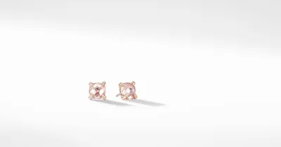 Chatelaine® Stud Earrings in 18K Rose Gold with Morganite and Pavé Diamonds