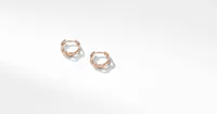 Stax Chain Link Huggie Hoop Earrings in 18K Rose Gold with Pavé Diamonds