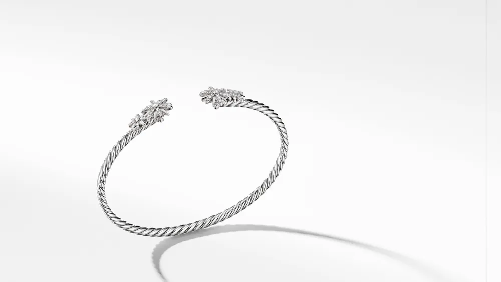 Starburst Cable Bracelet Sterling Silver with Pavé Diamonds