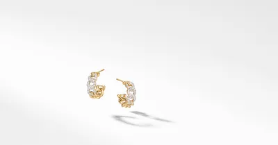 Belmont® Curb Link Hoop Earrings in 18K Yellow Gold with Pavé Diamonds