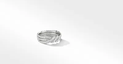Continuance® Three Row Band Ring Platinum with Pavé Diamonds