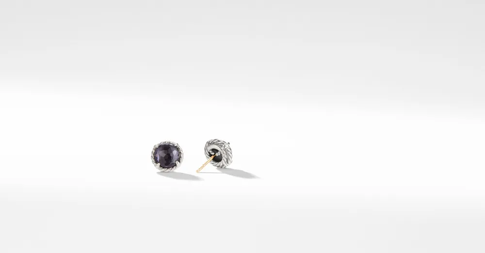 Petite Chatelaine® Stud Earrings in Sterling Silver with Black Orchid