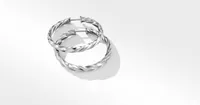 Cable Edge™ Hoop Earrings in Recycled Sterling Silver with Pavé Diamonds