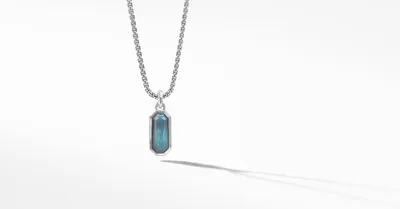 Emerald Cut Amulet in Sterling Silver with Labradorite