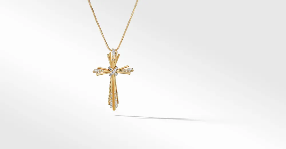 Angelika™ Cross Necklace in 18K Yellow Gold with Pavé Diamonds