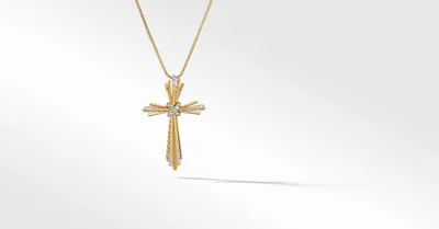 Angelika™ Cross Necklace in 18K Yellow Gold with Pavé Diamonds