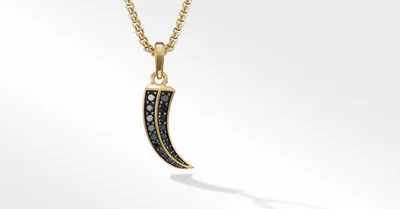 Roman Claw Amulet in 18K Yellow Gold with Pavé Black Diamonds