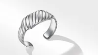 Sculpted Cable Contour Cuff Bracelet Sterling Silver