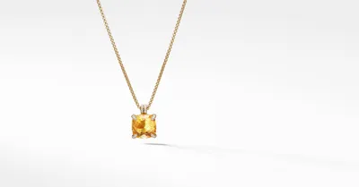 Chatelaine® Pendant Necklace in 18K Yellow Gold with Citrine and Pavé Diamonds
