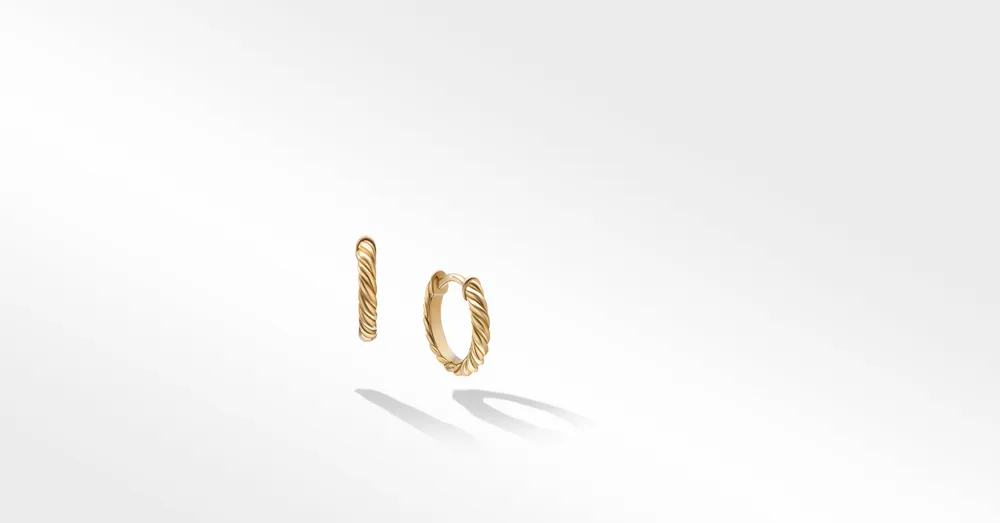 Sculpted Cable Huggie Hoop Earrings in 18K Yellow Gold