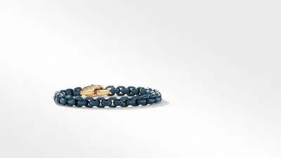 DY Bael Aire Chain Bracelet Navy with 14K Yellow Gold