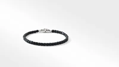 Spiritual Beads Cushion Bracelet Sterling Silver with Black Onyx