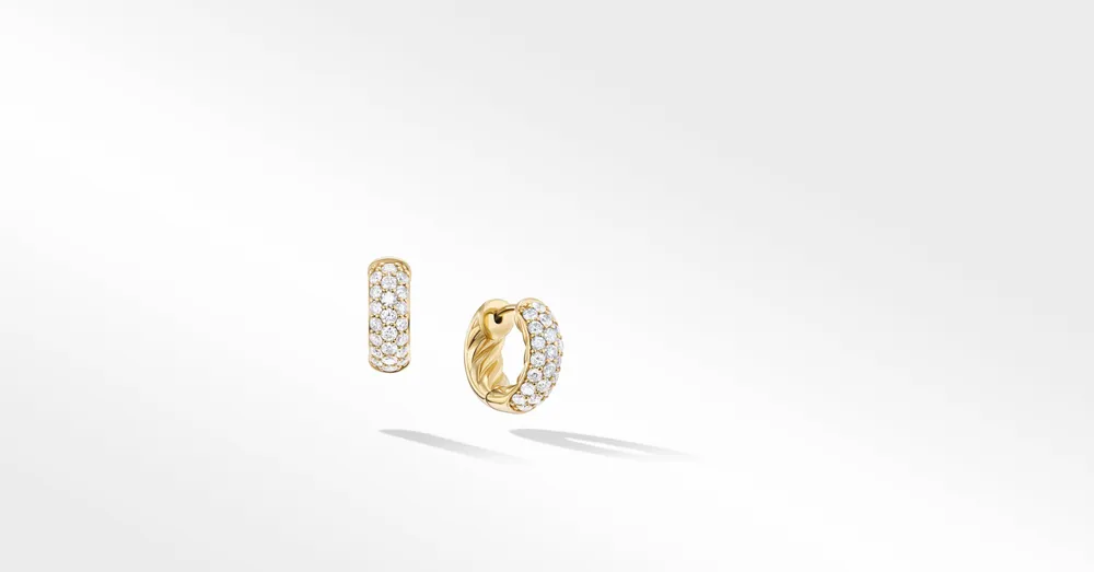 DY Mercer™ Micro Hoop Earrings in 18K Yellow Gold with Pavé Diamonds