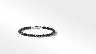 Spiritual Beads Faceted Bracelet Sterling Silver with Black Spinel