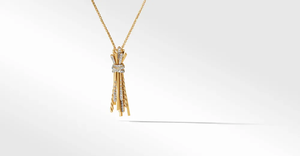 Angelika™ Flair Pendant Necklace in 18K Yellow Gold with Pavé Diamonds