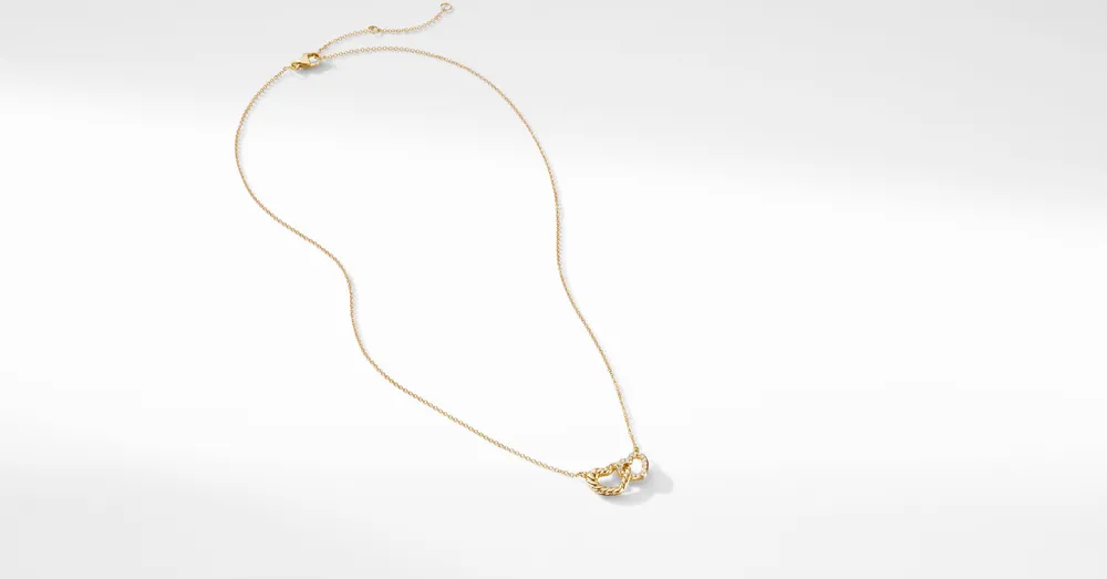 Cable Collectibles® Interlocking Heart Necklace in 18K Yellow Gold with Pavé Diamonds