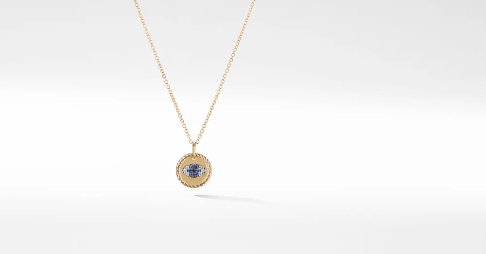 Cable Collectibles® Evil Eye Necklace in 18K Yellow Gold with Pavé Blue Sapphires and Diamonds
