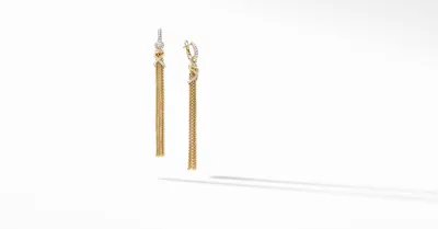 Helena Chain Tassel Earrings in 18K Yellow Gold with Pavé Diamonds