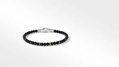 Bijoux Spiritual Beads Rainbow Bracelet Sterling Silver with Black Onyx, Pavé Rubies and Sapphires