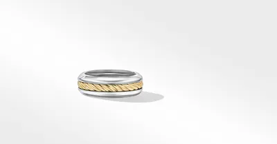 Cable Inset Band Ring Sterling Silver with 18K Yellow Gold