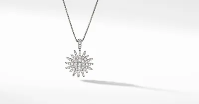 Starburst Pendant Necklace in 18K Gold with Full Pavé Diamonds