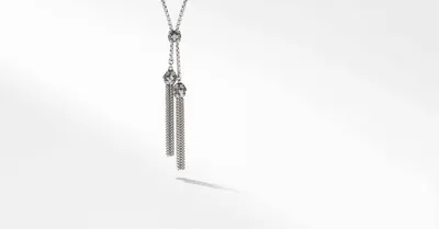 Renaissance Tassel Necklace in Sterling Silver with Pavé Diamonds