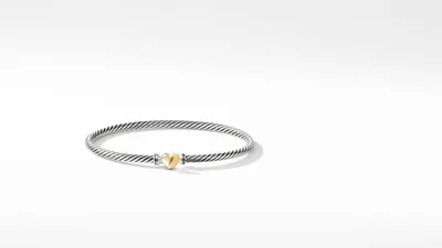 Cable Collectibles® Heart Bracelet Sterling Silver with 18K Yellow Gold