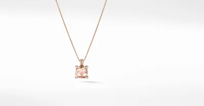 Chatelaine® Pendant Necklace in 18K Rose Gold with Morganite and Pavé Diamonds