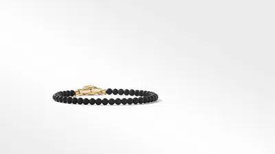 Spiritual Beads Bracelet with Black Onyx 18K Yellow Gold