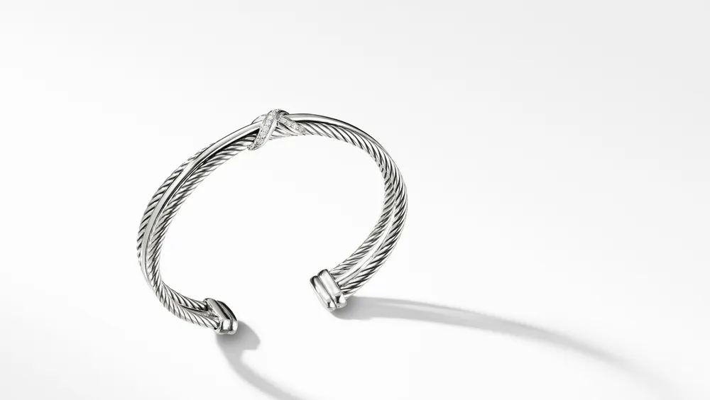 Crossover X Bracelet Sterling Silver with Pavé Diamonds