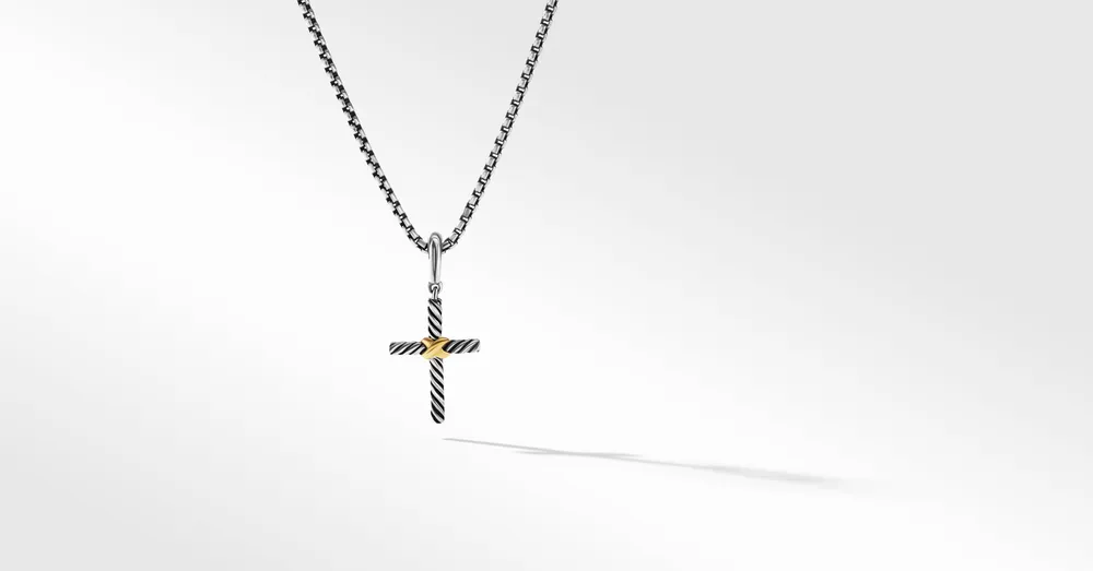 Petite X Cross Pendant in Sterling Silver with 18K Yellow Gold