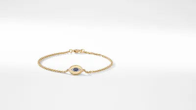 Cable Collectibles® Evil Eye Bracelet in 18K Yellow Gold with Pavé Sapphires and Diamonds