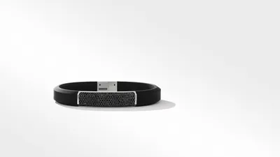 Streamline® ID Black Rubber Bracelet with Pavé Diamonds and Sterling Silver