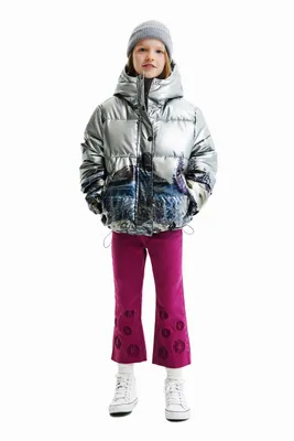 Veste courte matelassée métallisée