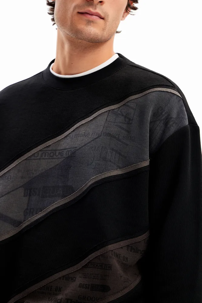 Sudadera patchwork mensajes