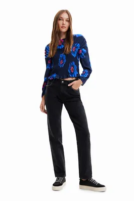 Blouse froncée fleurs