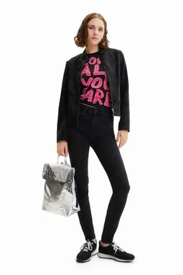 Veste "biker" effet daim