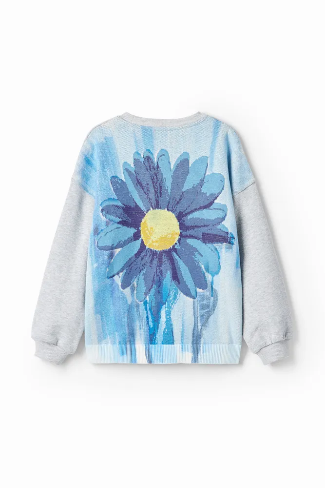 Sudadera oversize con ilustración de flor