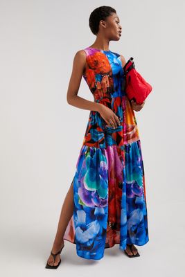 Maxi robe à découpes floral