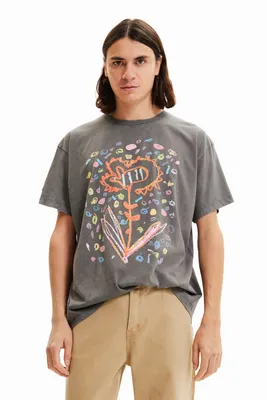 T-shirt oversize fleur