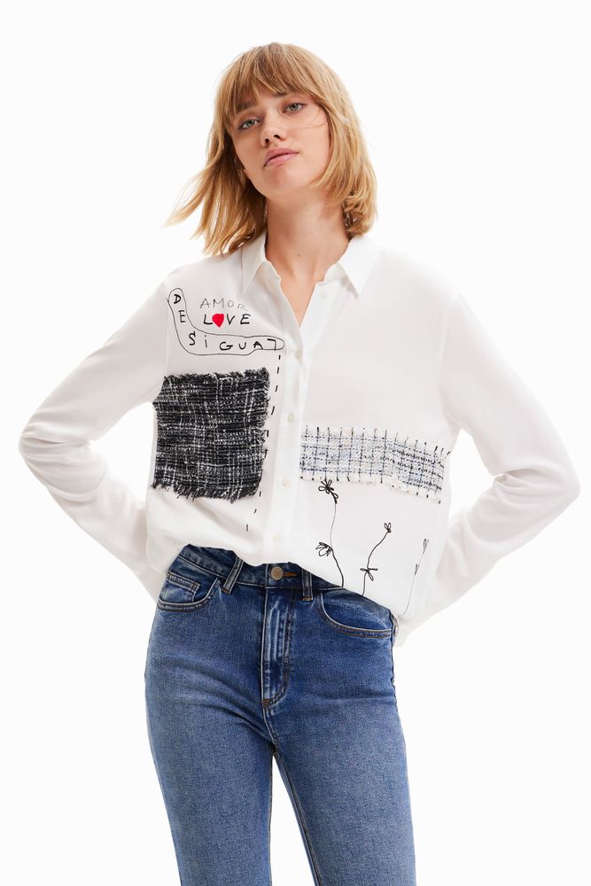 Chemise à fleurs et patch