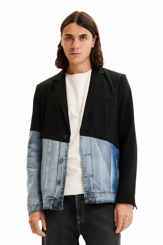 Blazer jean bi-matière