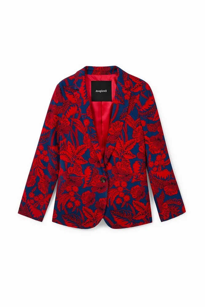 Veste de tailleur fleurie bordeaux