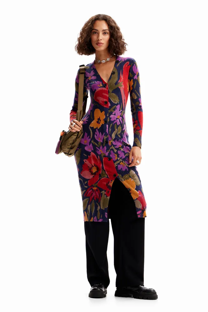 Desigual Vestido midi de punto floral para mujer