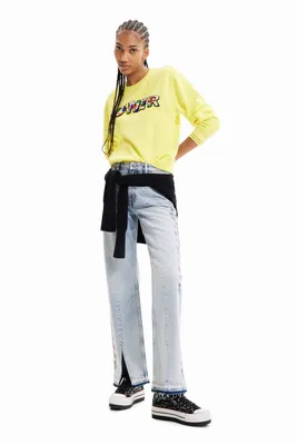 Jean wide leg fleurs