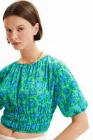 Blouse courte froncée tie and dye