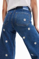 Jupe-culotte en jean marguerites