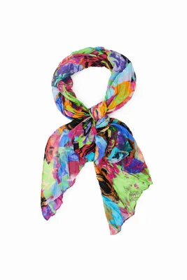 Foulard rectangulaire froissé fleurs
