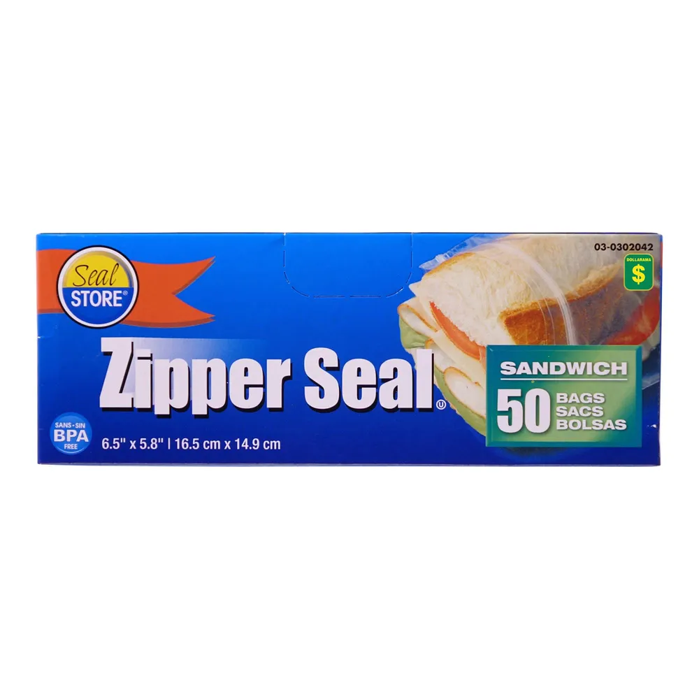 Zipper Seal Sandwich Bags 50PK - Case of 48